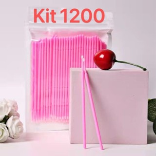 kit 1200 Pincel Microbrush Aplicador Descartável Gloss e Batom/Extensão de cílios/ Cotonete/Vareta de limpeza/Maquiagem