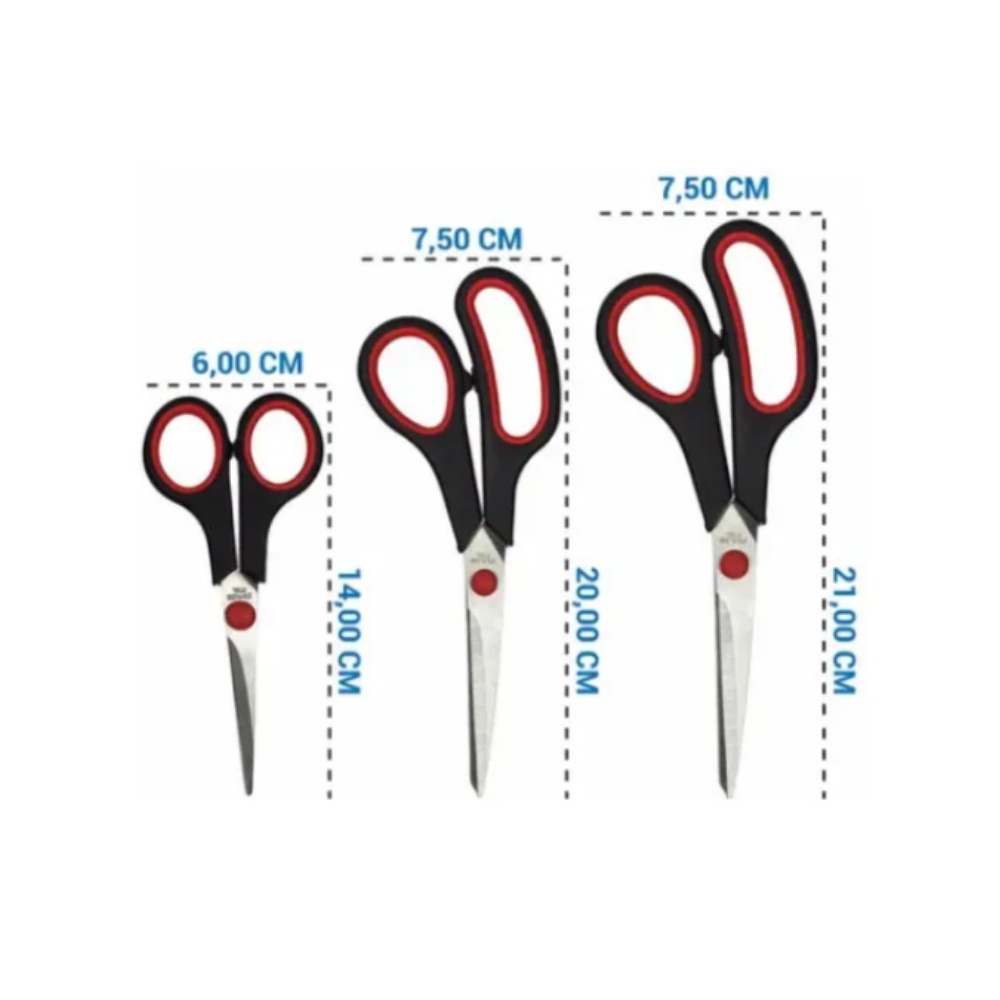 Tesouras Em Aço Inox Kit com 3 Diferentes Tamanhos Multiuso Cozinha