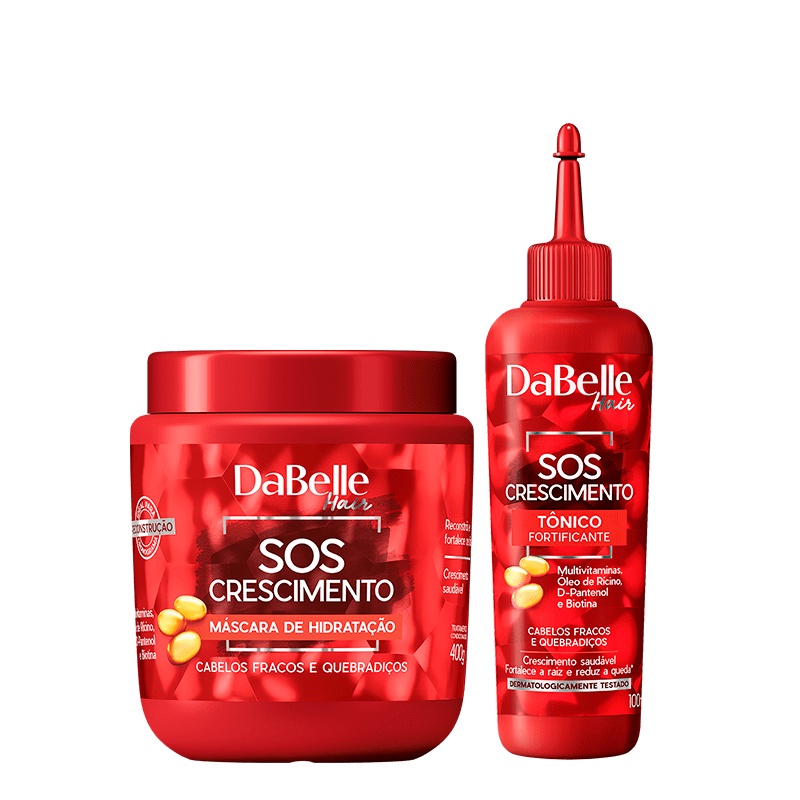 Kit Tratamento Capilar Dabelle SOS Crescimento Máscara de Reconstrução 800g + Tônico Fortificante 100ml (2 Itens)