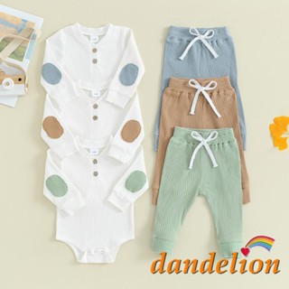 DDL-2pcs Conjunto De Roupas Para 0-24 Meses Baby Boys Manga Longa Tripulação Pescoço Contraste Cor Romper + Calças Queda