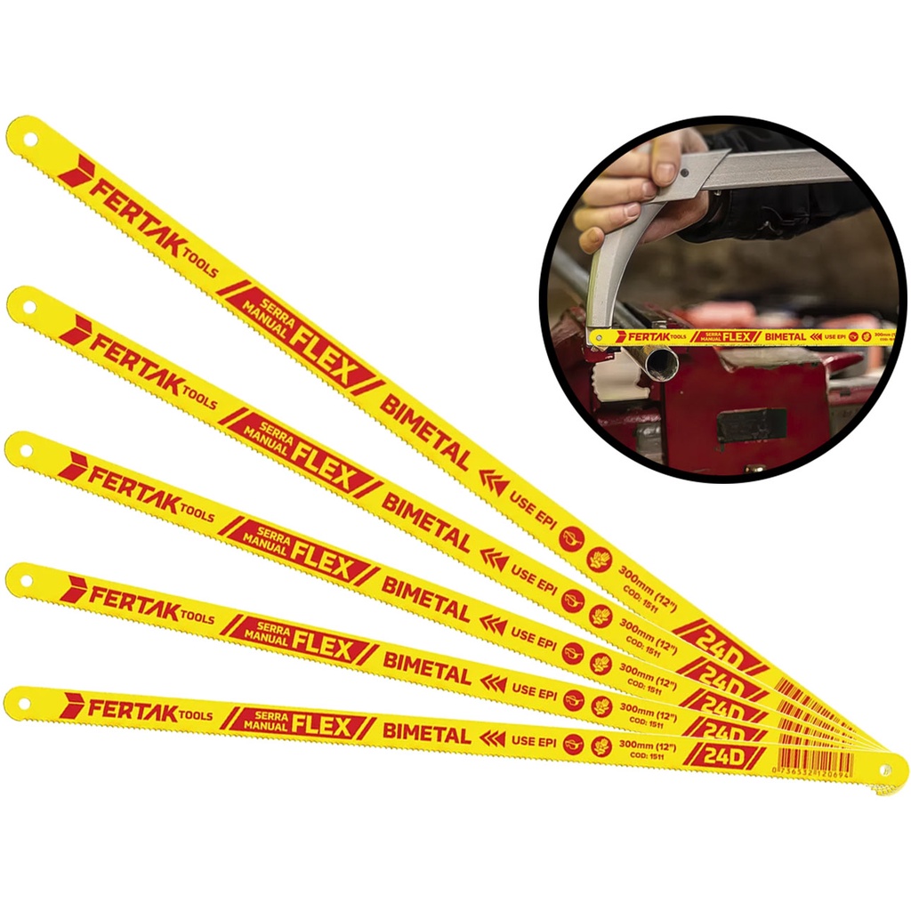 Kit 5 Lâminas Flexíveis 300 mm P/ Arco De Serra Manual Profissional Madeira Metal em Oferta na Shopee