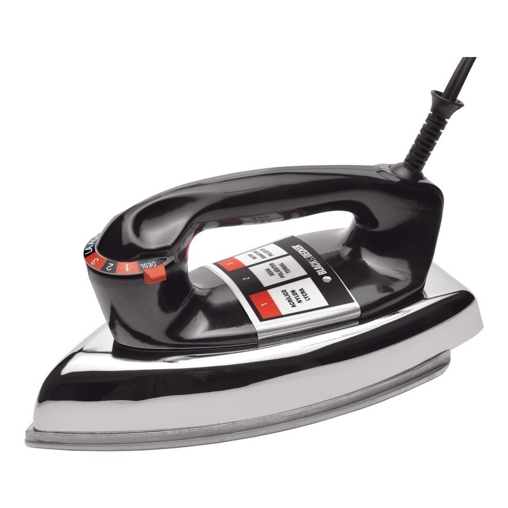 Ferro de Passar a Seco Black Decker VFA1110 Classic Preto Base Alumínio Cromado