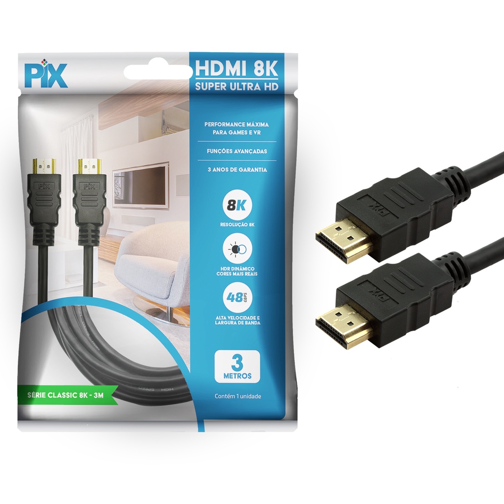 Cabo Hdmi Premium 2.1 3 Metros 4k 144hz 8k 120hz 48g Gamer