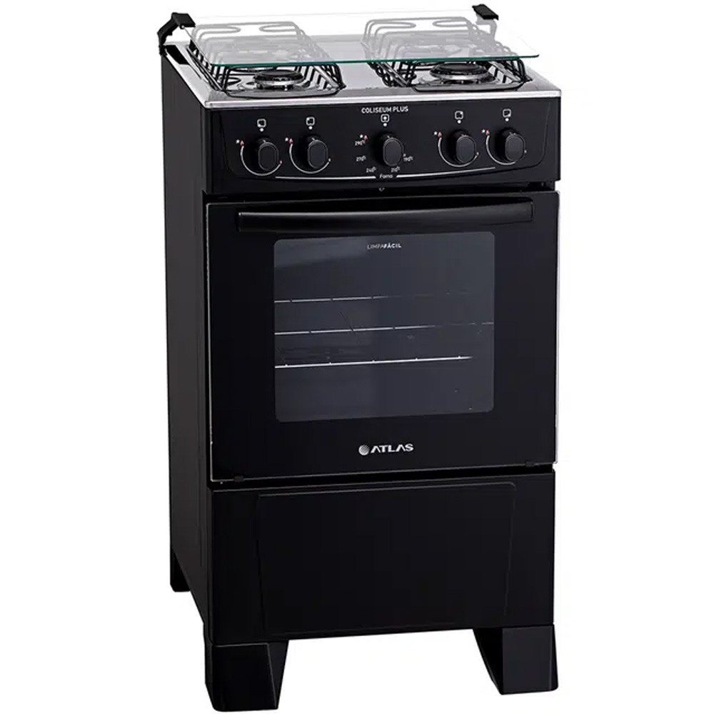 Fogão Atlas Coliseum Plus 4 Bocas Acendimento Manual Mesa de Inox Forno 50L em Oferta na Shopee