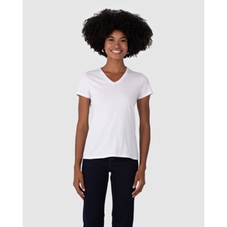 Blusa Básica Feminina Decote V Em Algodão em Oferta na Shopee