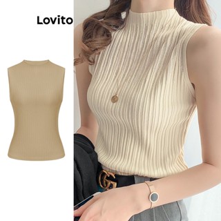 Lovito Elegante Blusa Feminina Lisa com Pregas L71ED060 (Branco/Cáqui)