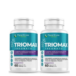 KIT C/2 Triomax 60 Caps Magnésio Treonato Dimalato Quelato