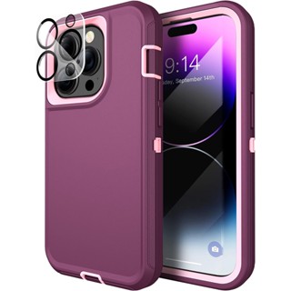 Capa Blindada Compatível Com iPhone 15 14 13 Pro Max Plus 13 Mini , C/Protetor De Lente De Câmera De Vidro Temperado De 3 Camadas Cobertura Do Pára-Choques Corpo À Prova De Choque