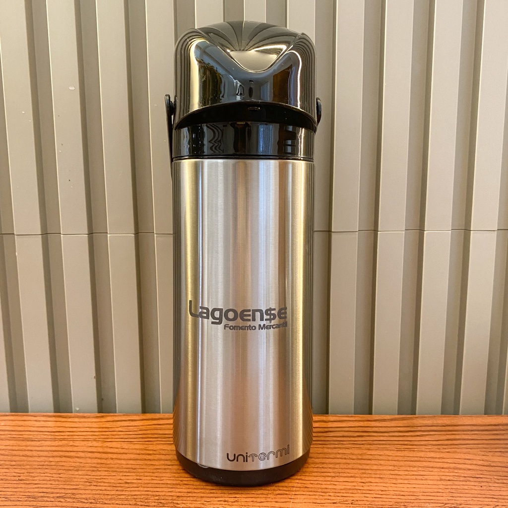 Garrafa Térmica PERSONALIZADA Inox para Chimarrão ou Chá com Pressão - 1 Litro Verona Unitermi