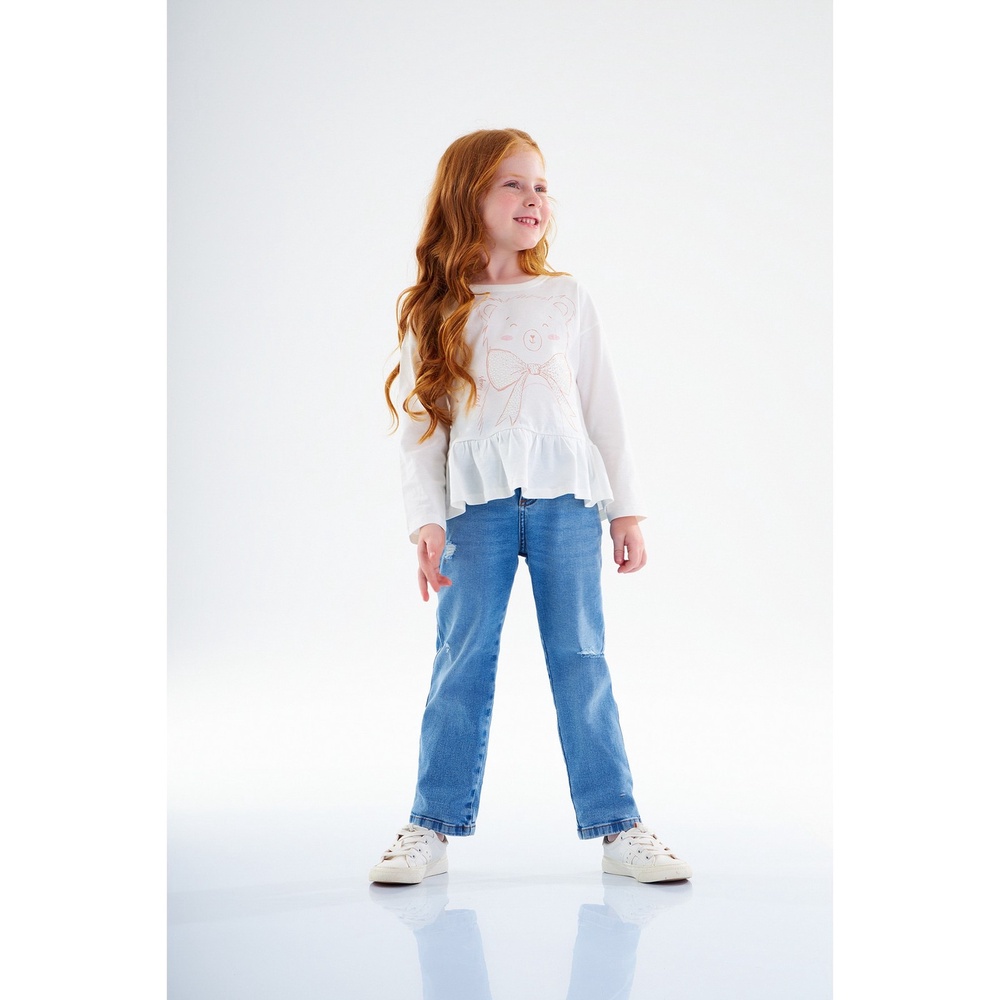 Bata Manga Longa Infantil Feminina em Meia Malha Up Baby