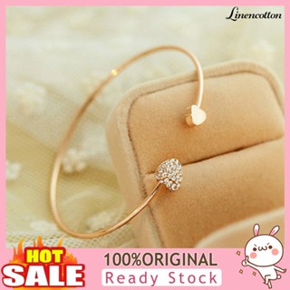 [LTO] Mulher Pulseira De Abertura Dupla De Rhinestone De Coração Incrustado Bangle Jewelry Gift