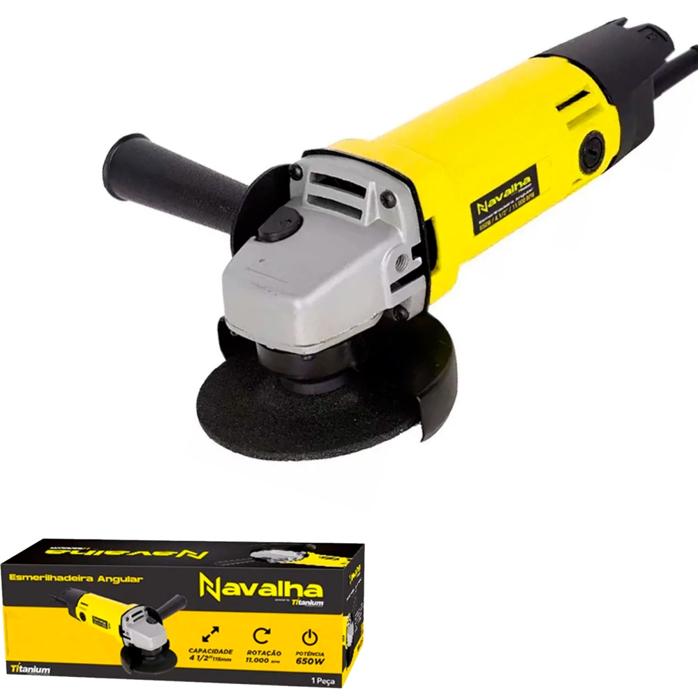 Esmerilhadeira Angular 650W 110V - 220V 4.1/2Pol. Compacta Resistente Potente Profissional em Oferta na Shopee