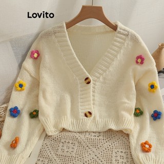 Lovito Suéter Casual De Flores Lisas Para Mulheres LNA42111