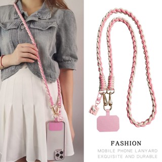 Telefone celular Lanyard Clip-on Telefone celular Universal Fêmea Cross-body pode voltar Moda simples ins Travel Back Corda Fivela dupla trançada