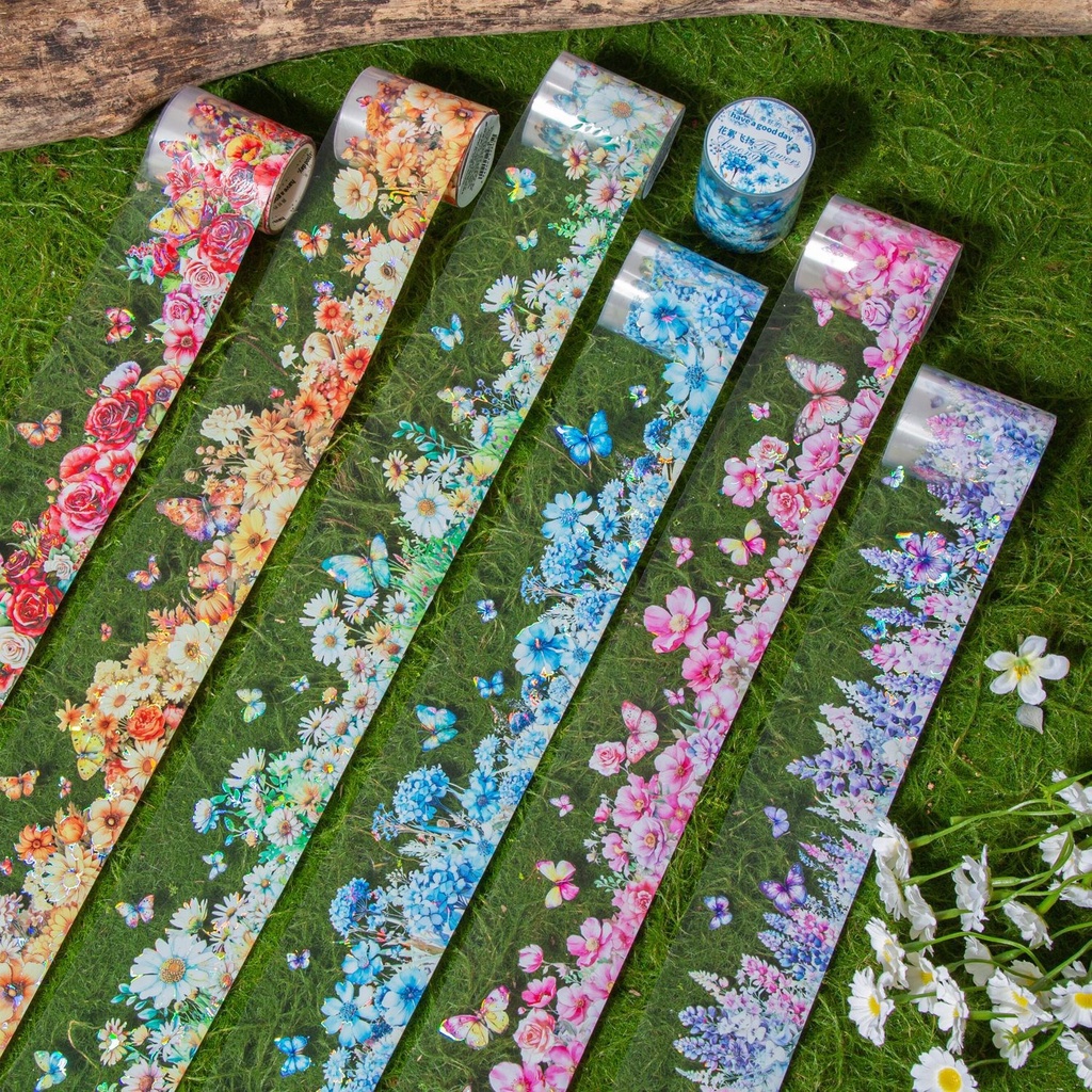 Fita Floral PET Washi Decorativa De Flores Para O Jornalismo Planejamento De Material De Raspagem Artesanato