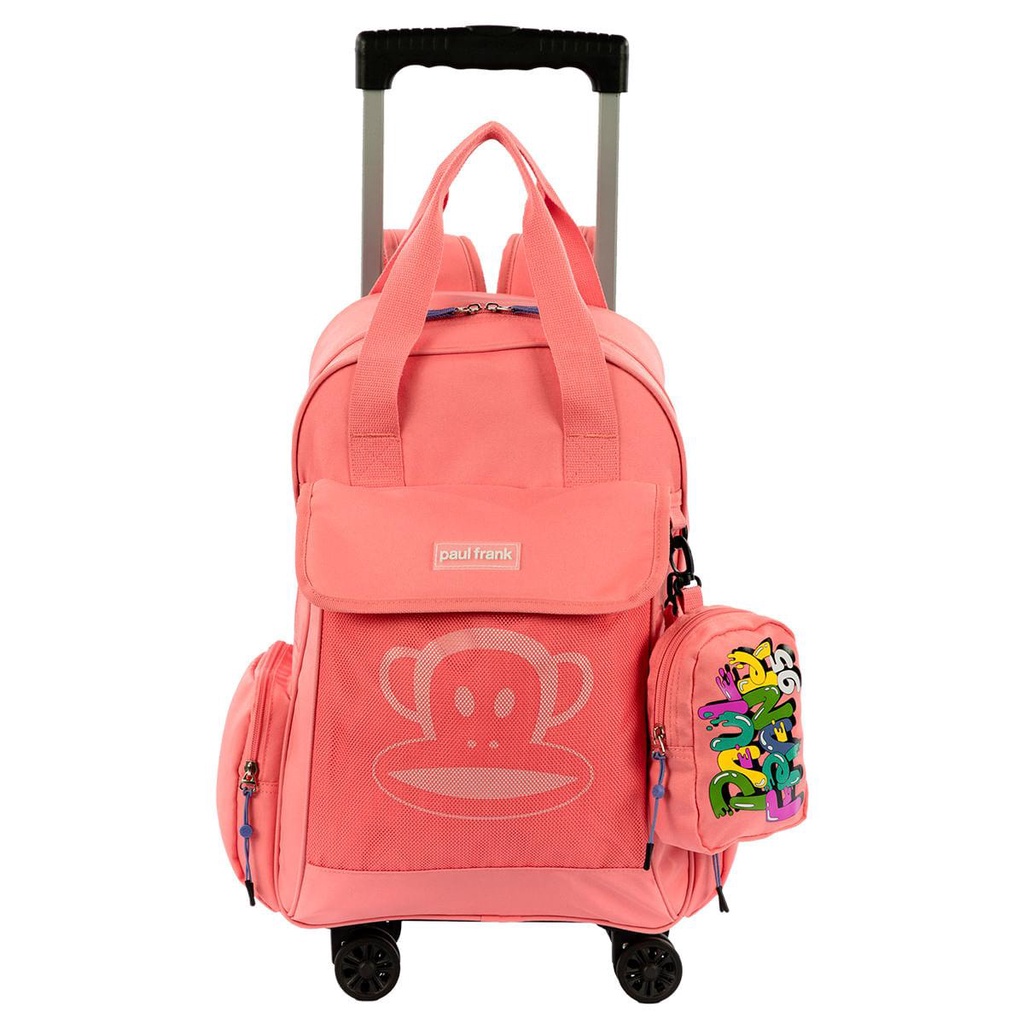 Mochila Carrinho Externo 4 Rodas Paul Frank Casual - Coral em Oferta na Shopee