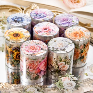 Journamm 50mm * 2m Adesivos Floral Fitas PET Colagem De Diário De Lixo DIY Scrapbook Planner Decor Álbum De Fotos Estética Artesanais em Oferta na Shopee