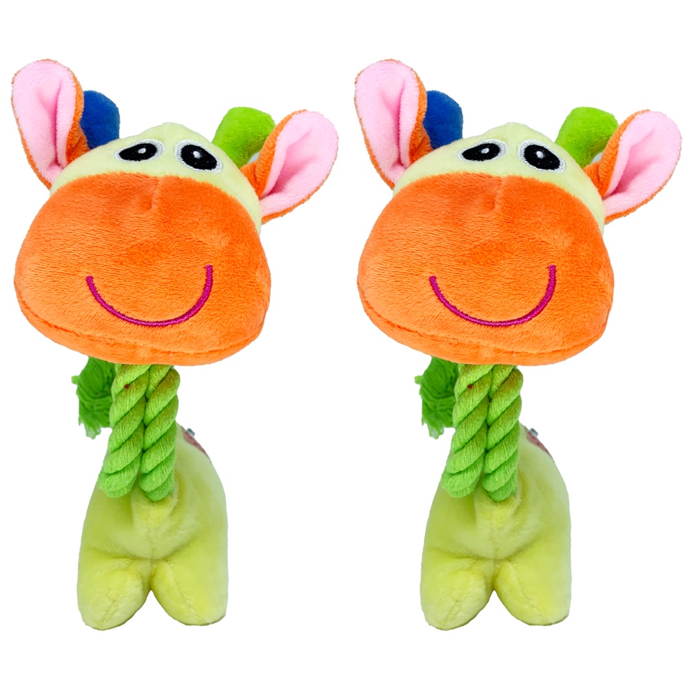 Kit 2 Brinquedo Cachorro Pelúcia Girafa Girafinha Amarela com mordedor 20 cm com Apito Savana Pe em Oferta na Shopee
