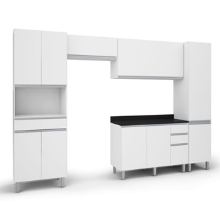 Armário De Cozinha Completa Top Class 5 Peças Com 10 Portas Branco em Oferta na Shopee