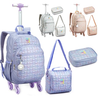 Kit Escolar Infantil Mochila Rodinhas Happy Lancheira Estojo em Oferta na Shopee