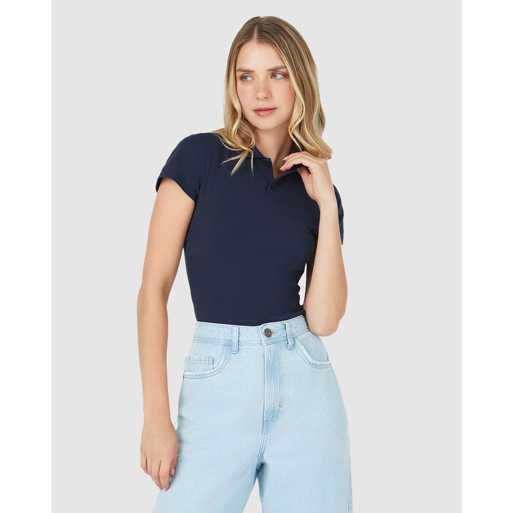 Blusa Polo Básica Feminina Com Peitilho Em Piquet Stretch - Women Clothes