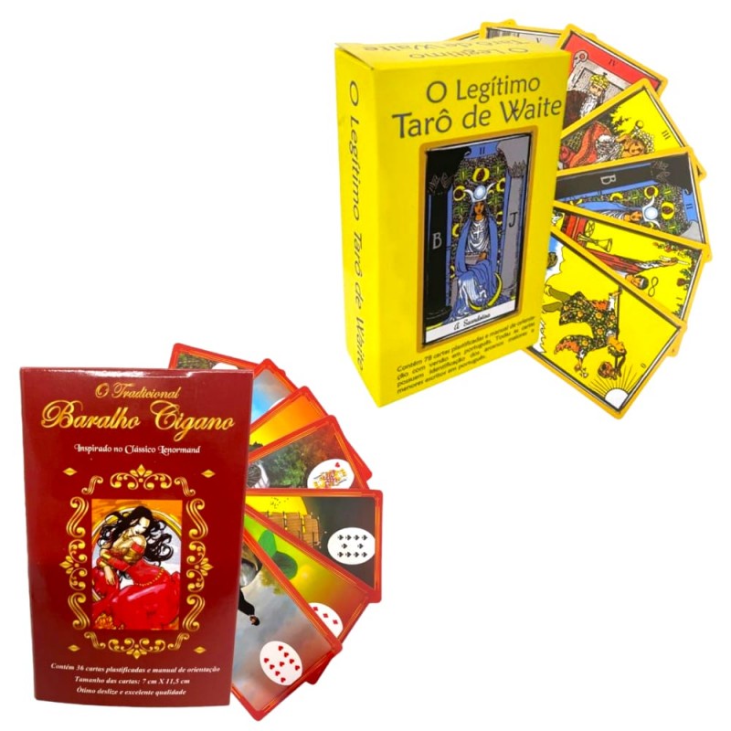 Kit Legitimo Taro Waite + Tradicional Baralho Cigano Indicado Para Iniciantes