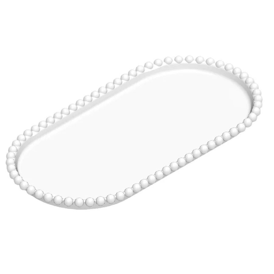 Bandeja Esfera Acrílica Durável Oval - Branco - 25x13cm - 1 unidade - Rizzo - Rizzo - Home & Living