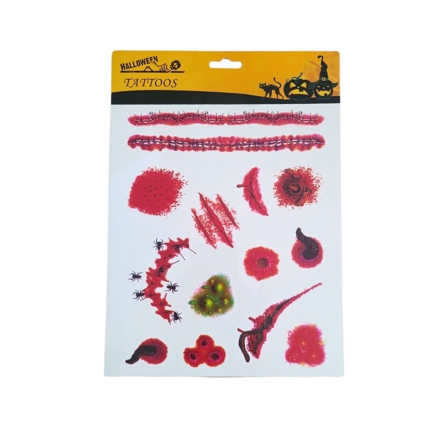 Kit Adesivo -Tatuagem para Pele - Halloween - Cortes e Aranhas - 1 unidade - Artlille - Rizzo em Oferta na Shopee