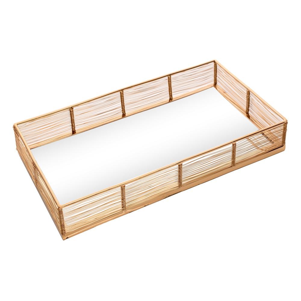 Bandeja  Decorativa Wolff Inox com Espelho Dourada 41x26x5 em Oferta na Shopee