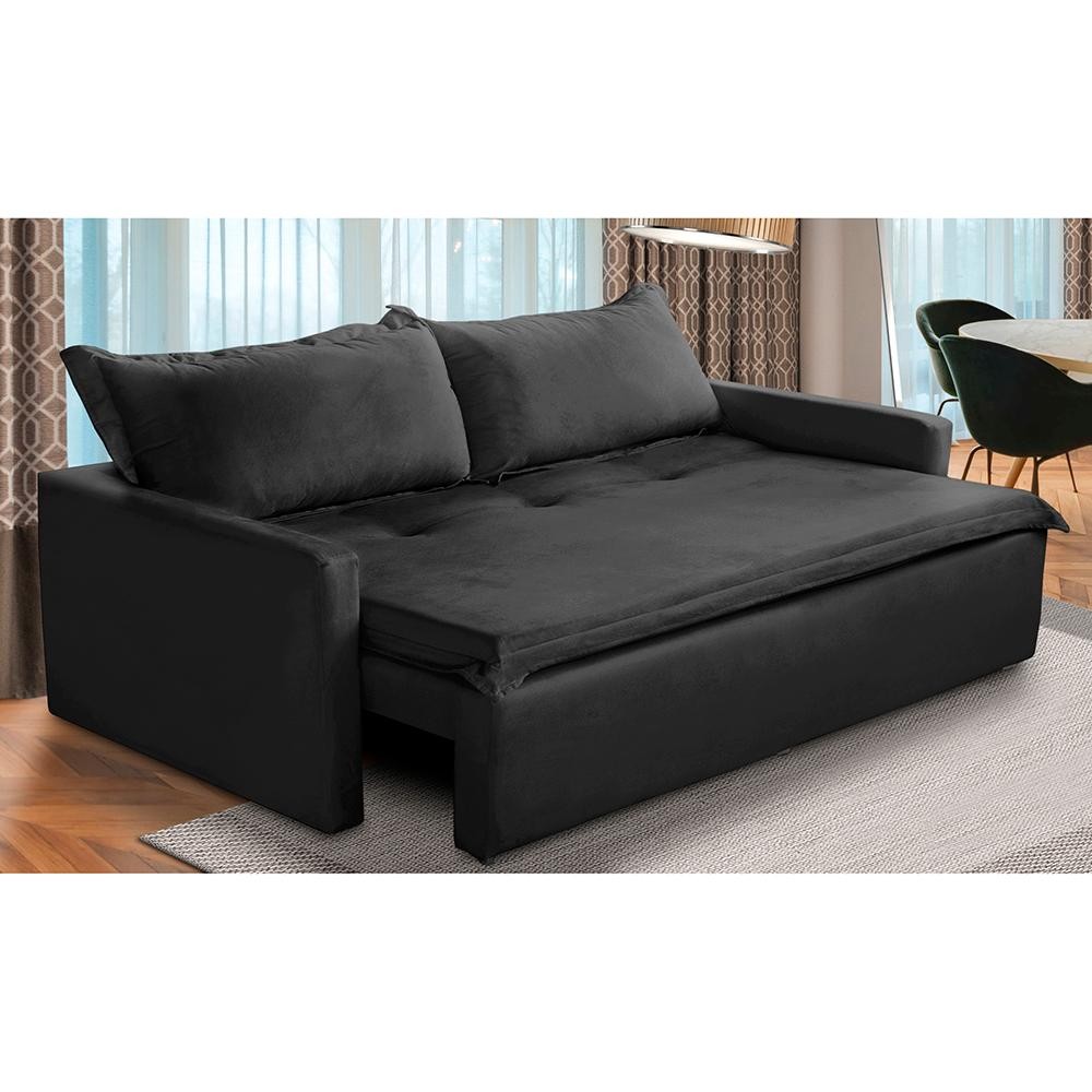 Sofá Sem Caixa Retrátil e Reclinável 2,00m com Molas Kiara Suede Adonai Estofados em Oferta na Shopee