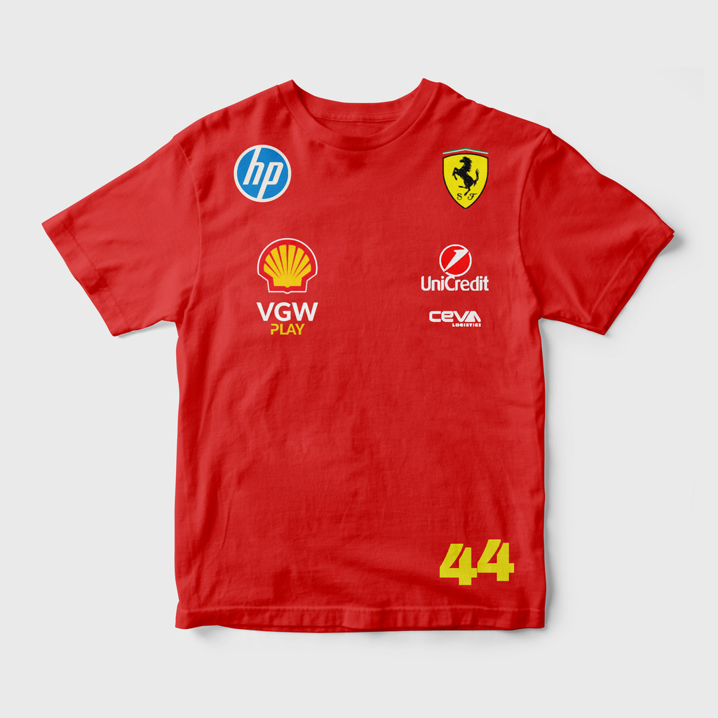 Camiseta Hamilton 44 Ferrari Formula 1 Masculina Estilo 100% Algodão em Oferta na Shopee