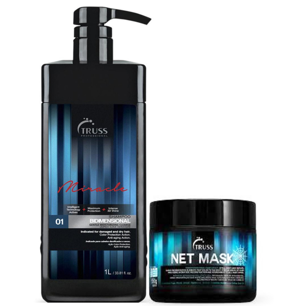 Truss Miracle Workstation Bidimensional Shampoo 1L + Net Mask Máscara 550g
