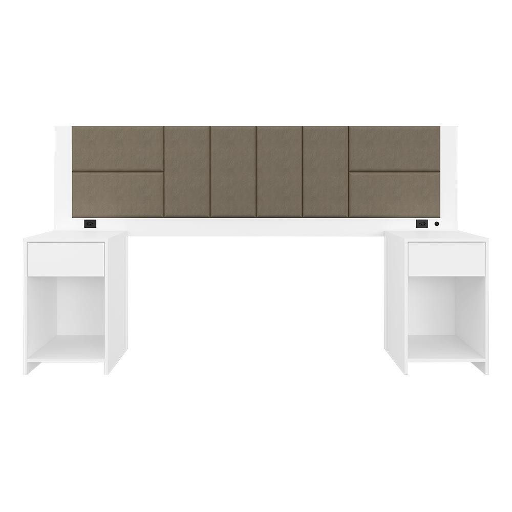 Cabeceira Estofada Para Cama Queen Dubai Com Led Bra/cap- M. Arapongas