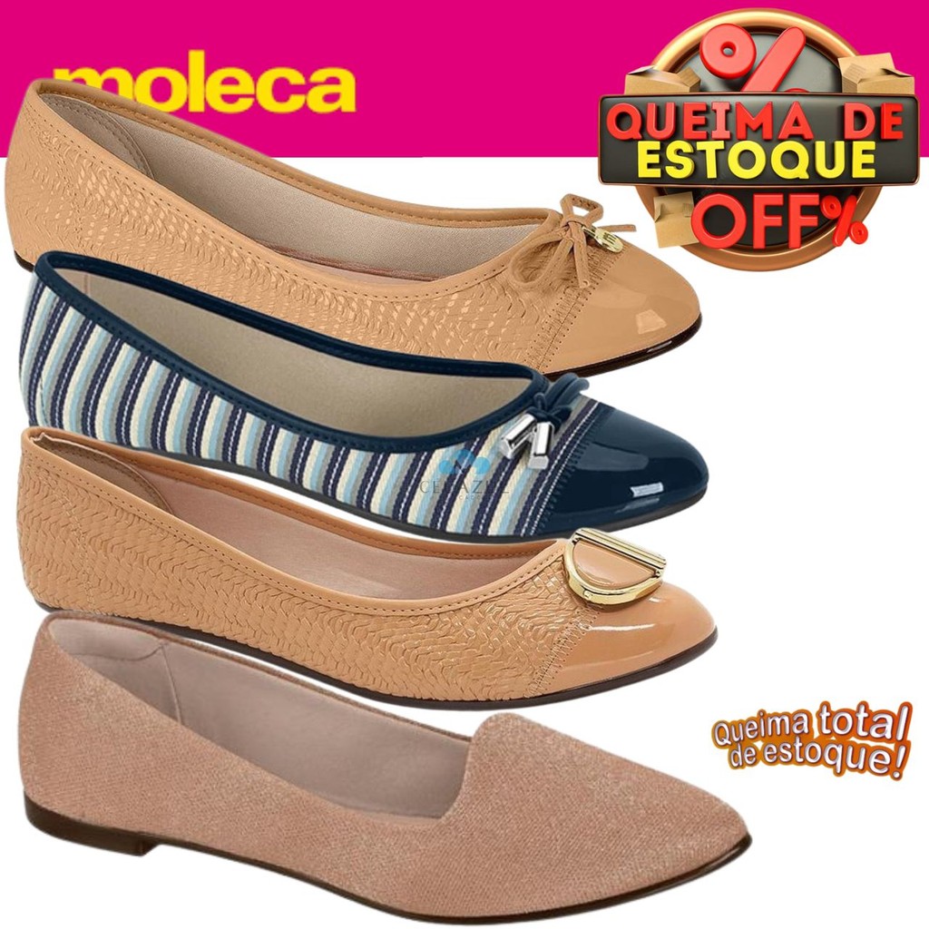 Sapatilhas Casuais Feminina Moleca Queima de estoque promoção em Oferta na Shopee