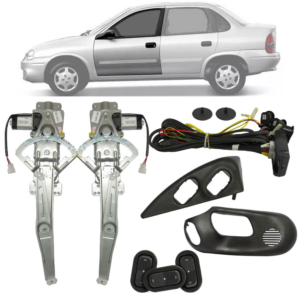 Kit Vidro Elétrico Gm Corsa Classic Sedan Hatch 4 Portas Dianteiro Sensorizado