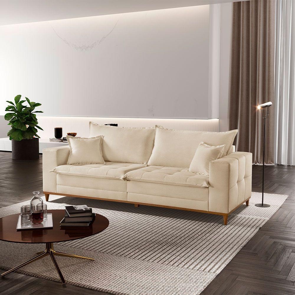 Sofá Matrix 02 Módulos De 100cm B25cm Meu Sofá Online A294 Linho Creme