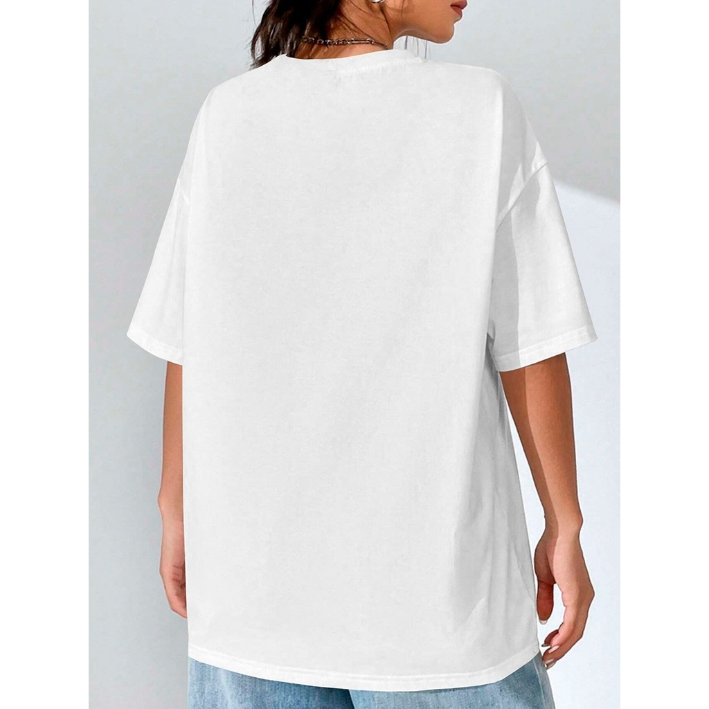 Camiseta Básica Feminina Oversized Camisa Lisa Streetwear T Shirt Old School Blusa Simples Lisa