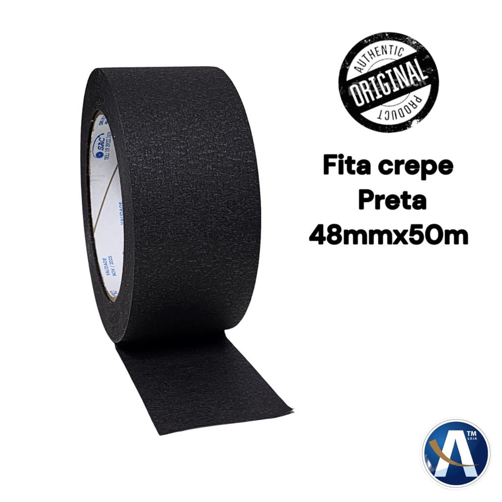 Fita Adesiva Crepe Preta 48mmX50m