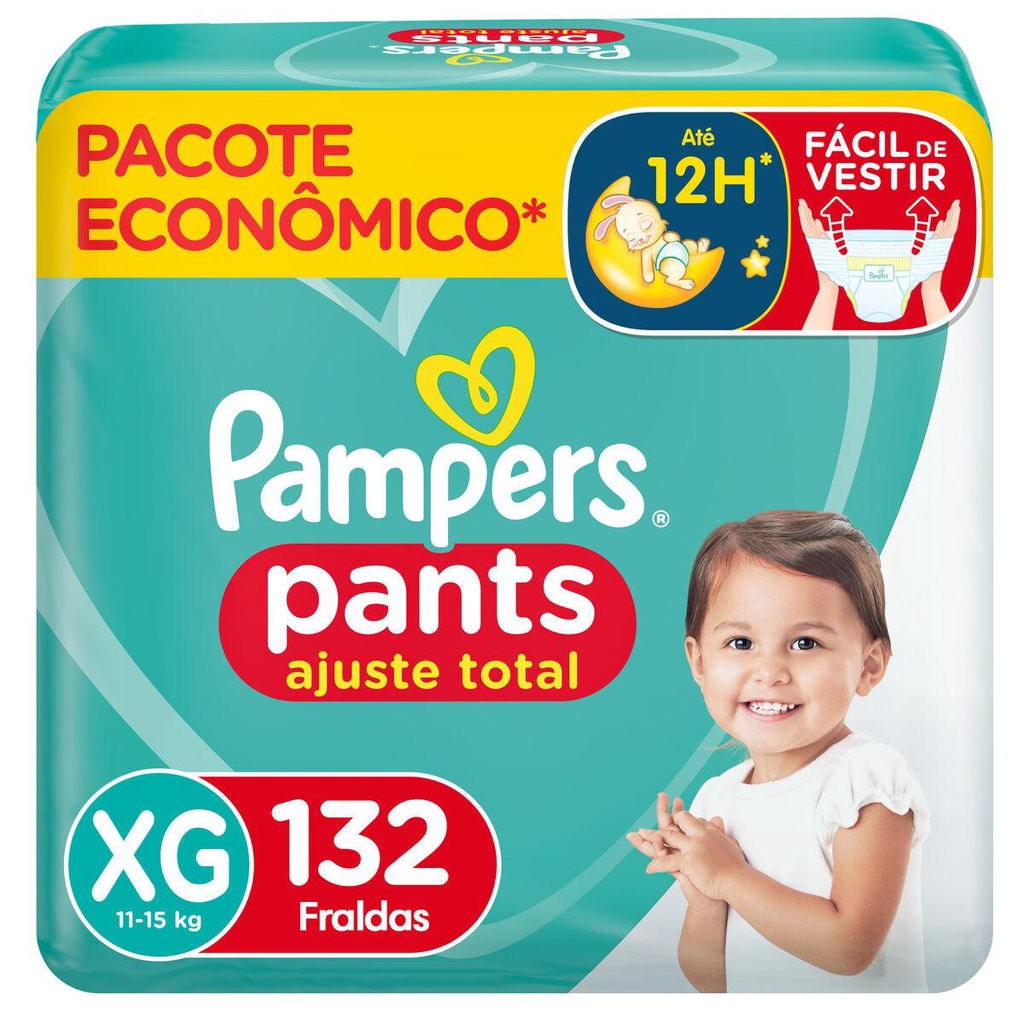 Fralda Pampers Pants Ajuste Total XG com 132un em Oferta na Shopee