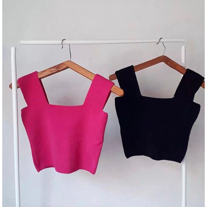 Kit 2 Cropped Tricot Blusinha Alca Grossa Feminina Verao em Oferta na Shopee