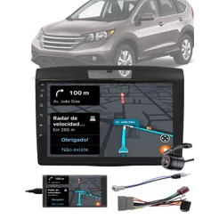 Multimídia 2 Din 9" CRV 2012 até 2016 + Câmera de Ré + Moldura Chicote Adaptador de Antena Interface Comando de Volante