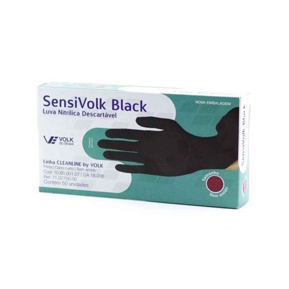 Luva Nitrílica Volk Sensi Black c/50un Tam. P em Oferta na Shopee
