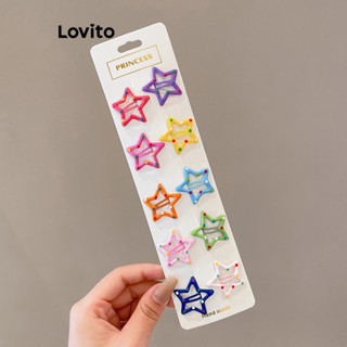 Lovito Fofo Presilha de Cabelo Feminina de Estrela e Bolinhas LFA01056 (Multicor)
