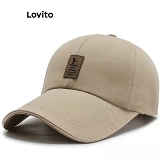 Lovito Casual Chapéu Feminino Liso com Patch LFA02027 (Cáqui/Azul Marinho)