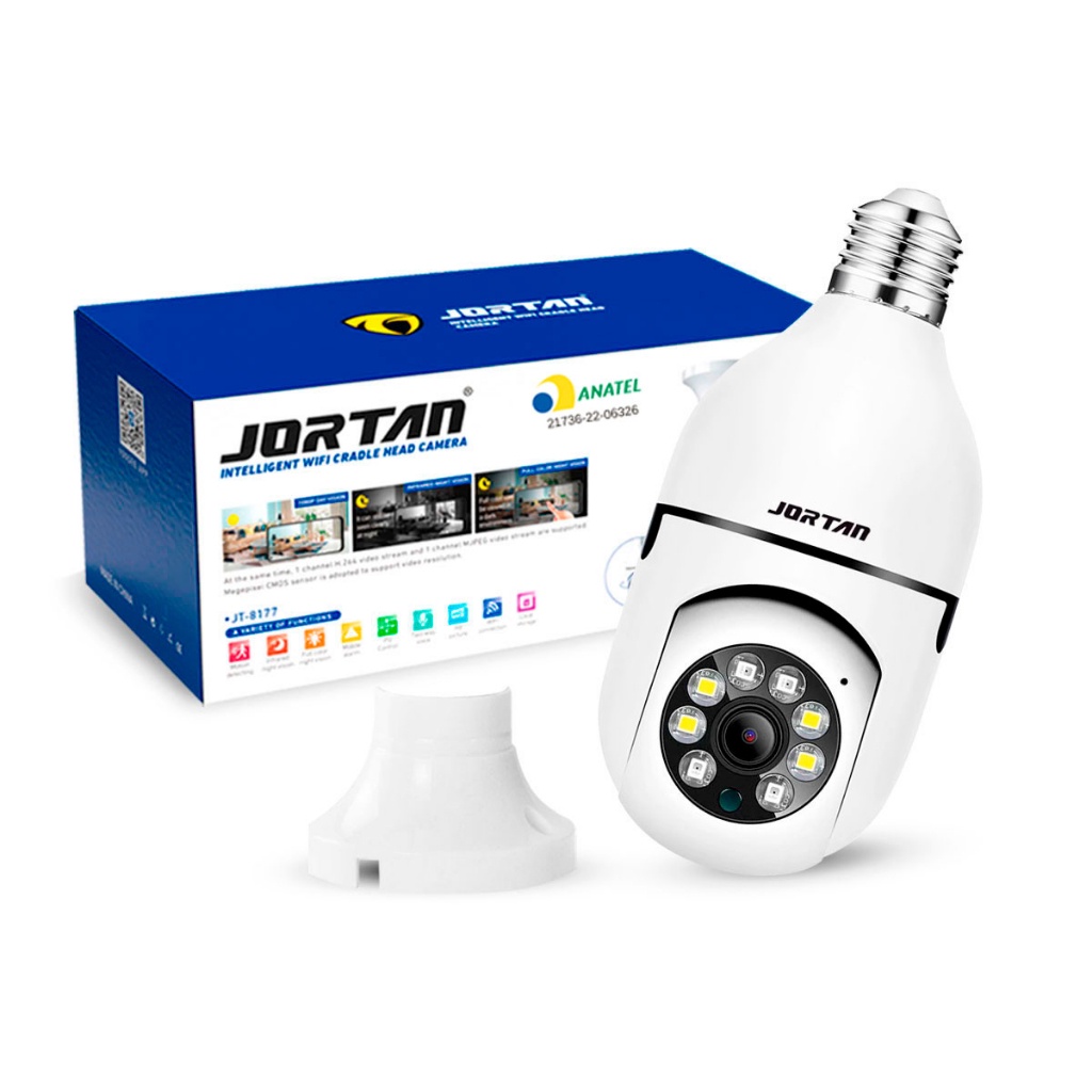 Câmera Segurança Lâmpada 360 Wifi Ip Sem Fio Full Hd Visão Noturna Colorida Detecção Movimento Rosca Bocal E27 PTZ Bivolt