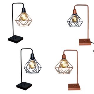 Luminaria de mesa Abajur Com Aramado modelo Diamante Estilo Retro Ideal com lâmpadas de filamento