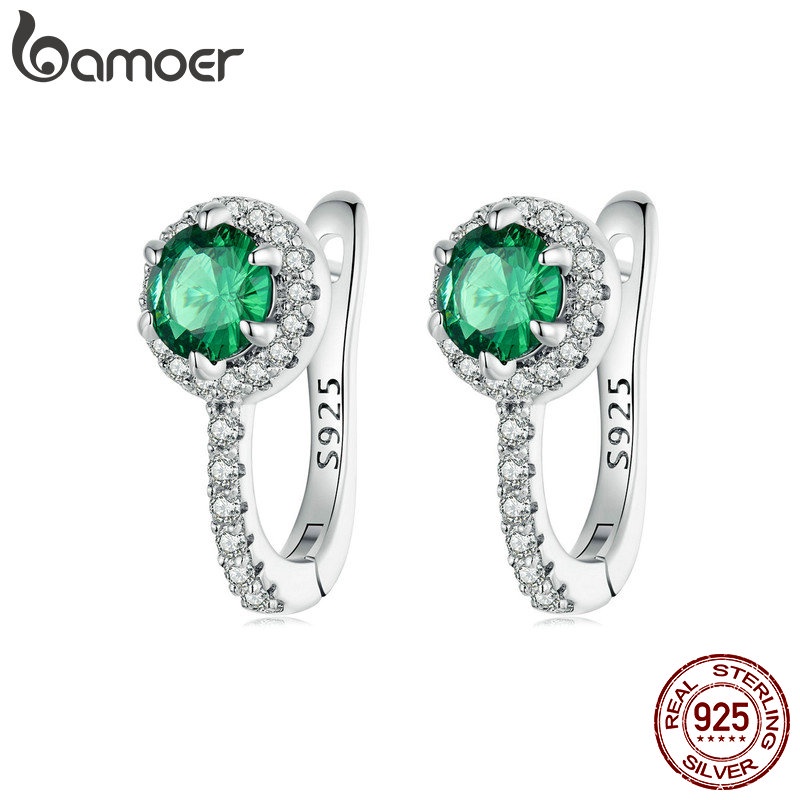 Brincos Bamoer 925 Sterling Sliver Earrings Fivelas De Verdes Cintilantes Jóias Presentes Para Mulheres em Oferta na Shopee