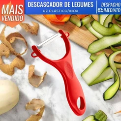 Descascador De Legumes E Frutas Lamina Inox Cabo Plástico Casa Cozinha Multiuso UZ