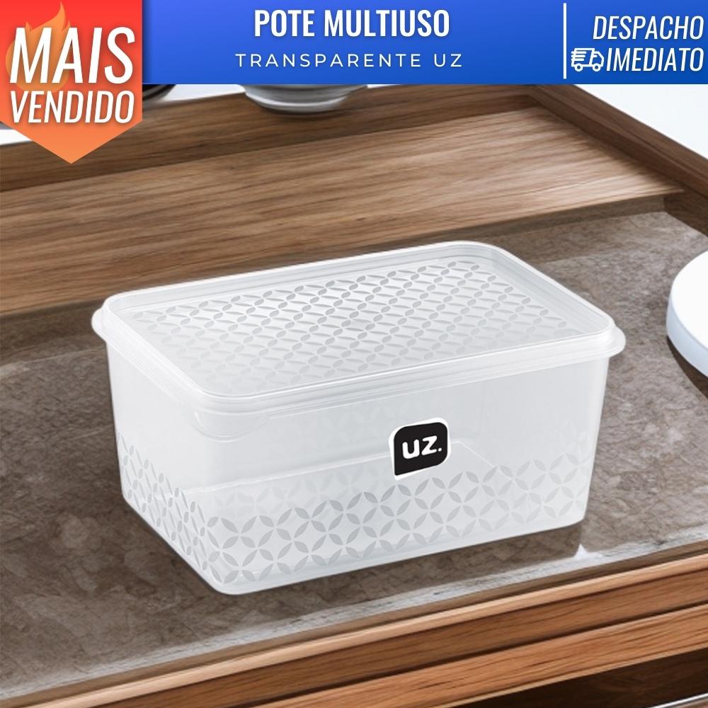 Pote Porta Mantimentos Retangular Transparente Multiuso 2L UZ