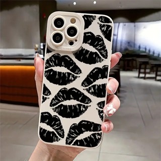 Capa Sexy Lábio Vermelho Preto Impresso Em Silicone Para Telefone Xiaomi Redmi Nota 11 10 9 Pro Max 12S 11S 10S 9S Plus 12 10C 12C À Prova De Choque